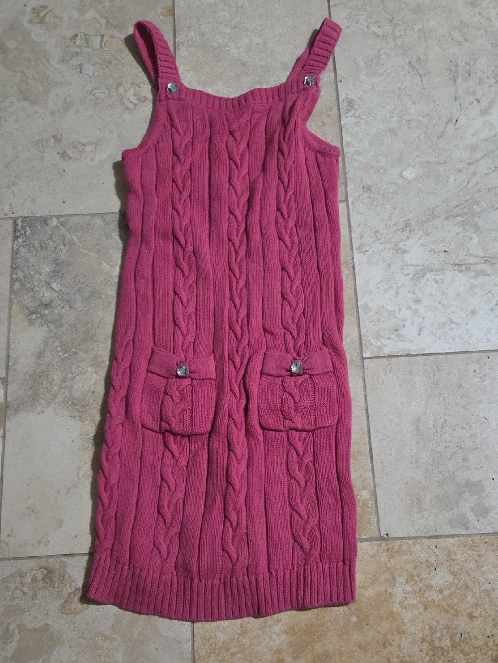 Gymboree Girls Size 8 Pink Cable Knit Sweater Dress Spaghetti Straps